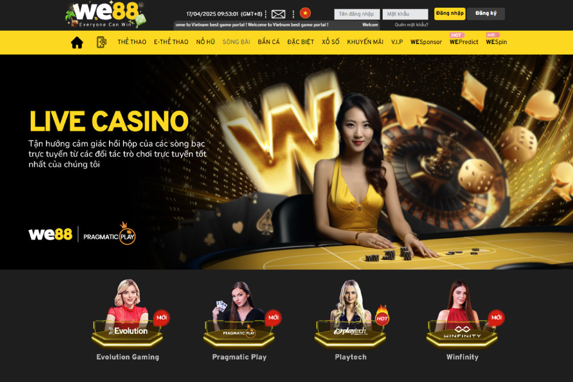 WE88 lọt top nhà cái casino online uy tín nhất tại Việt Nam 2025